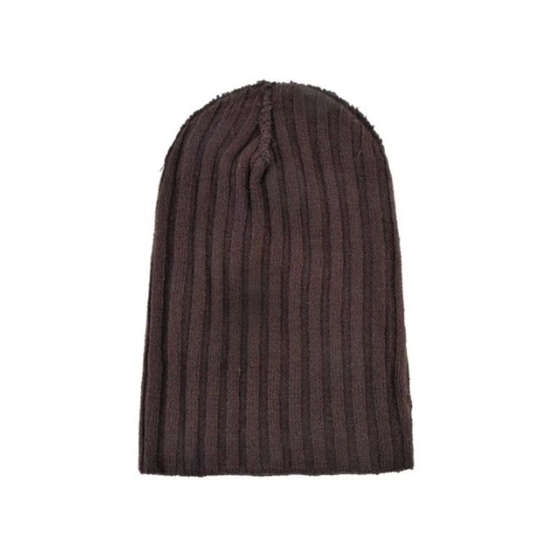 Bonnet Renard vu à l'envers en laine acrylique aux finitions coutures impeccables, bonnet doux et chaud - coloris marron