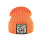 Bonnet Tigre en laine acrylique, doux et chaud - écusson brodé Tigre Angry - coloris orange