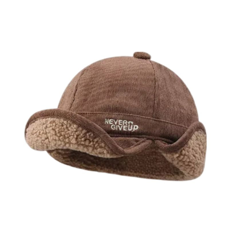 Bonnet à visière bombardier Fokker en cordura avec doublure peluche en polyester - coloris marron clair