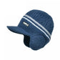 Bonnet à visière cache-oreilles Oslo en laine acrylique - liserés gris et blanc - coloris bonnet bleu marine