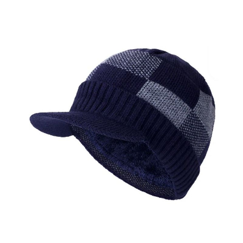 Bonnet à visiere - casquette Nagano en laine acrylique pour homme - coloris bleu marine