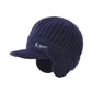 Bonnet à visière de sport Lake Placid avec cache-oreilles en laine acrylique - coloris bleu marine