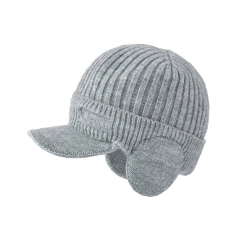 Bonnet à visière de sport Lake Placid avec cache-oreilles en laine acrylique - coloris gris clair