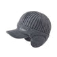 Bonnet à visière de sport Lake Placid avec cache-oreilles en laine acrylique - coloris gris foncé