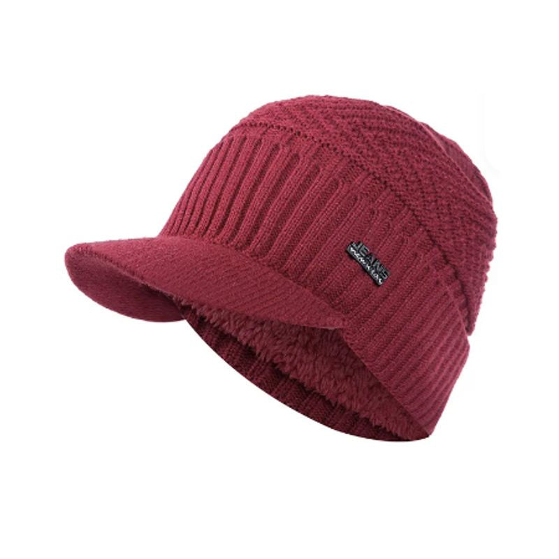 Bonnet à visière Vancouver - casquette en laine acrylique pour homme - coloris rouge