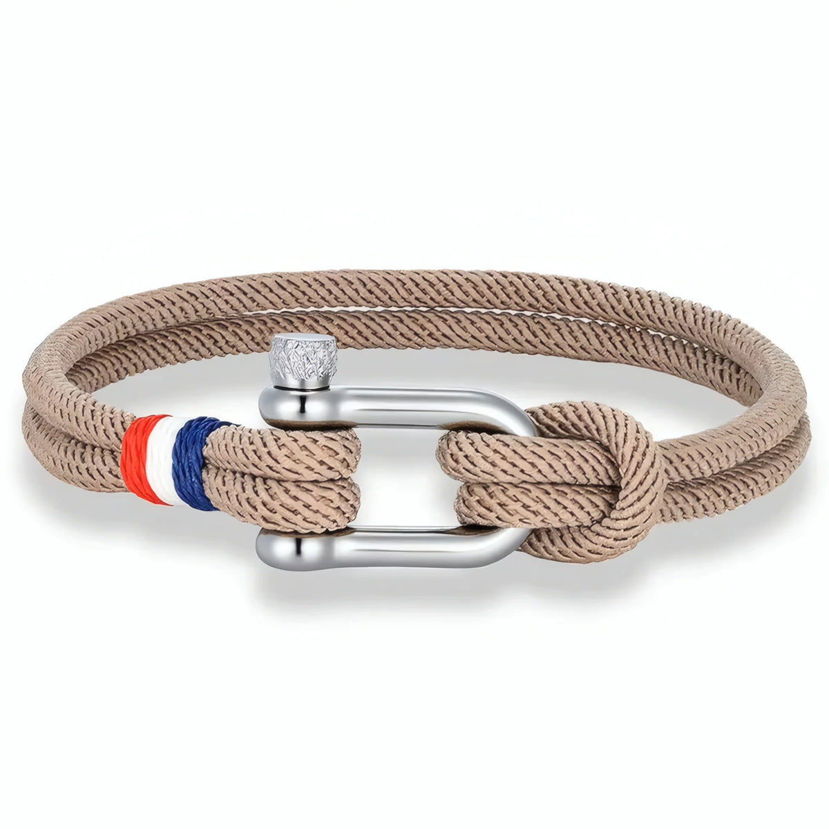 Bracelet Altra teinte beige sable lumineuse dotée d'un cordon double et d'une manille.
