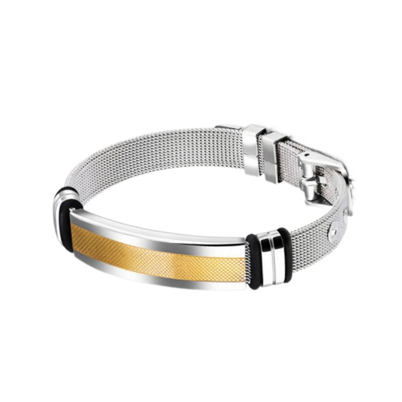 Bracelet à maille milanaise avec boucle ardillon en acier argenté - coloris or
