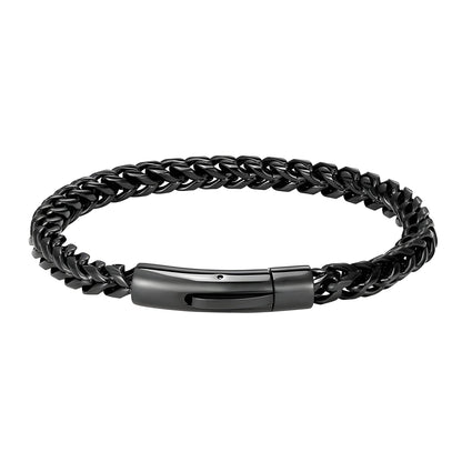 Bracelet gourmette avec chaîne à maillons cubains de 6 mm en acier inoxydable noir – fermoir clip à ressort