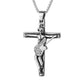 Collier Rock JH avec pendentif à croix crucifix et guitare - acier inoxydable et zircone - coloris blanc et argent
