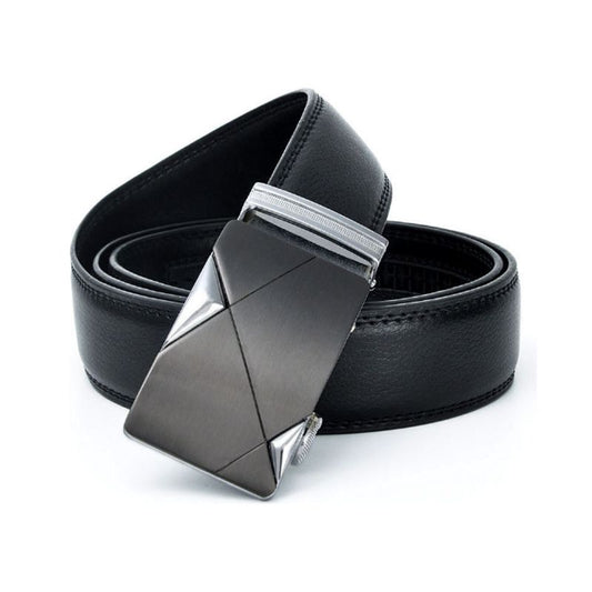Ceinture automatique Arnaud avec sangle en cuir noir et boucle argenté pour homme