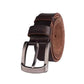 Ceinture pour homme en cuir de vache pleine fleur avec boucle ardillon en métal argenté – coloris marron.