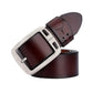 Ceinture pour homme en cuir de vache enroulée, large passant avec façon marquage au fer de l'emblème Cowather. Boucle ardillon en métal argenté – coloris marron.