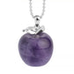 Collier avec chaine à bille en métal argenté - pendentif en forme de pomme en pierre naturelle Améthyste de coloris violet