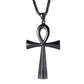 Collier croix avec pendentif égyptien ankh en acier inoxydable pour homme - coloris noir