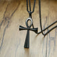 Collier chaine vénitienne avec pendentif croix égyptienne ankh en acier inoxydable noir pour homme 