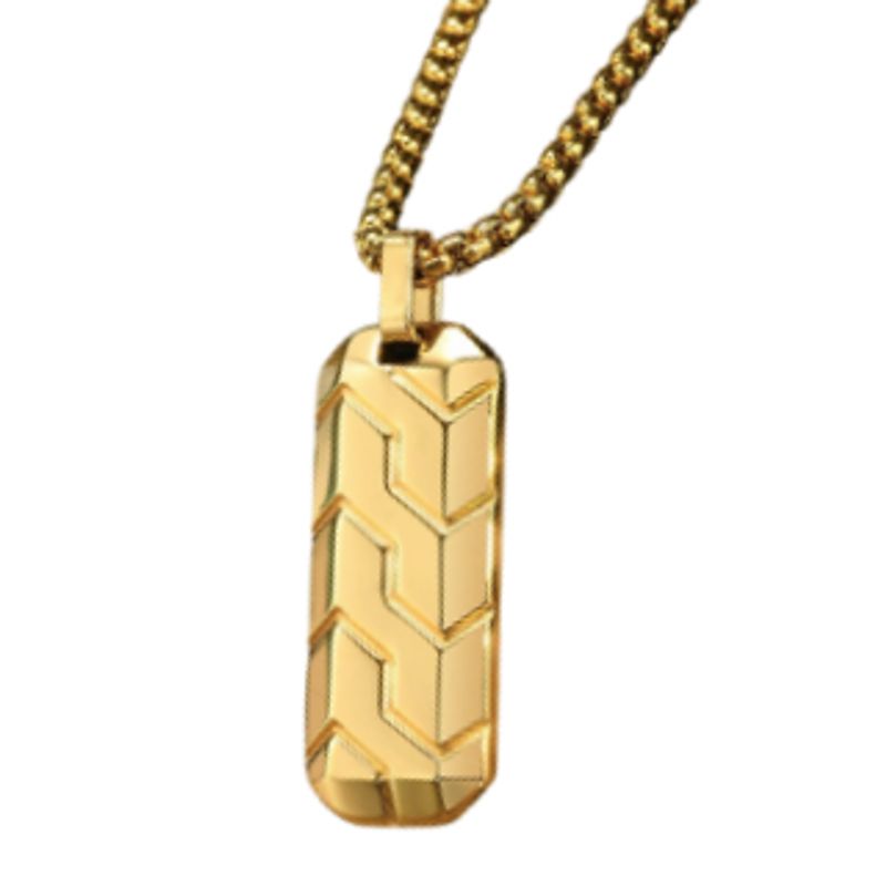 Collier géométrique avec pendentif profil pneu et chaine vénitienne en acier inoxydable - coloris or