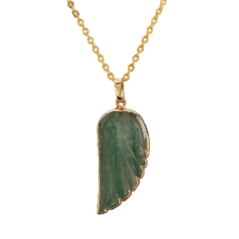 Collier pendentif aile d'ange en pierre naturelle Quartz vert - femme