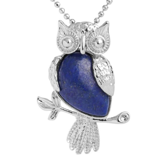 Collier avec Pendentif Hibou en Pierre