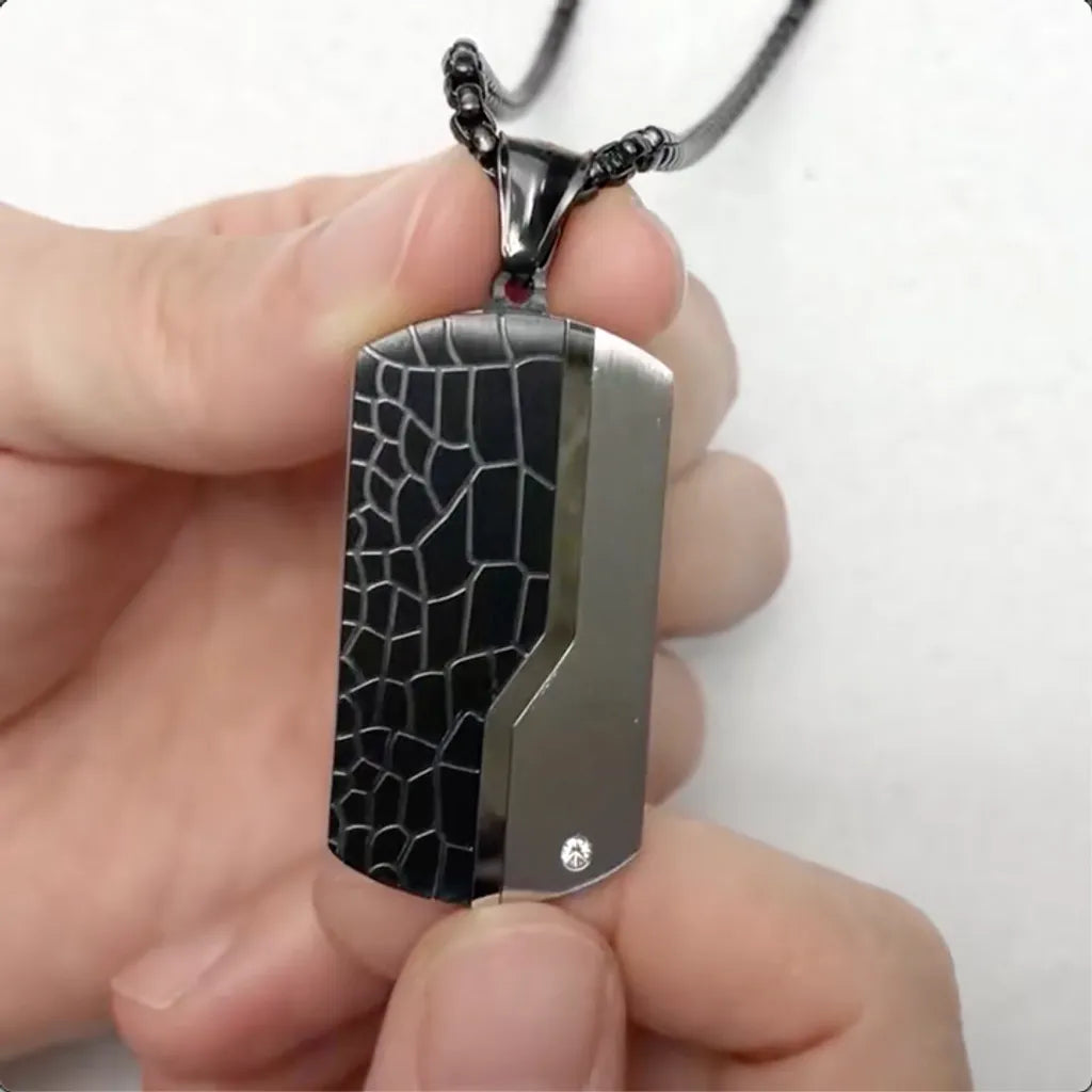 Collier Pendentif Dé Noir Acier Inoxydable Pour Homme - Chance Et Style