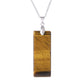 Collier Reiki en acier inoxydable avec pendentif rectangle en pierre naturelle œil de tigre  - coloris jaune