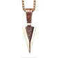 Collier triangle avec pendentif fer de lance et chaine en acier inoxydable - coloris or rose