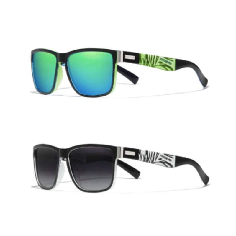 Vu sur deux paires de lunettes de soleil voyageur Kepa Surf en thermoplastique - coloris blanc ou vert