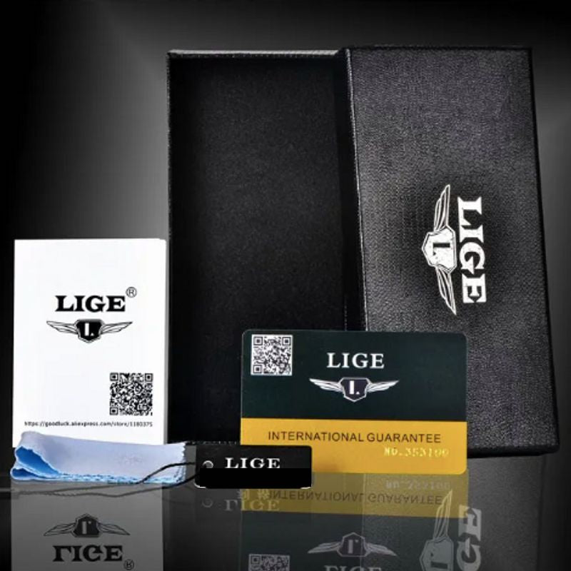 Kit d'accessoires inclus lors d'un achat d'une montre de marque Lige - Boite cadeau de luxe signé Lige - Manuel et label - garantie - chiffonette microfibre