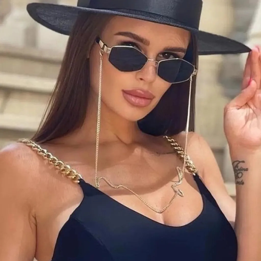 Hexagon Sunglasses with Chain