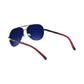 Prise de vue arrière d'une paire de lunettes de soleil pilote Ari avec verres polarisés et cadre en aluminium  de couleur or - manchons des branches en silicone rouge