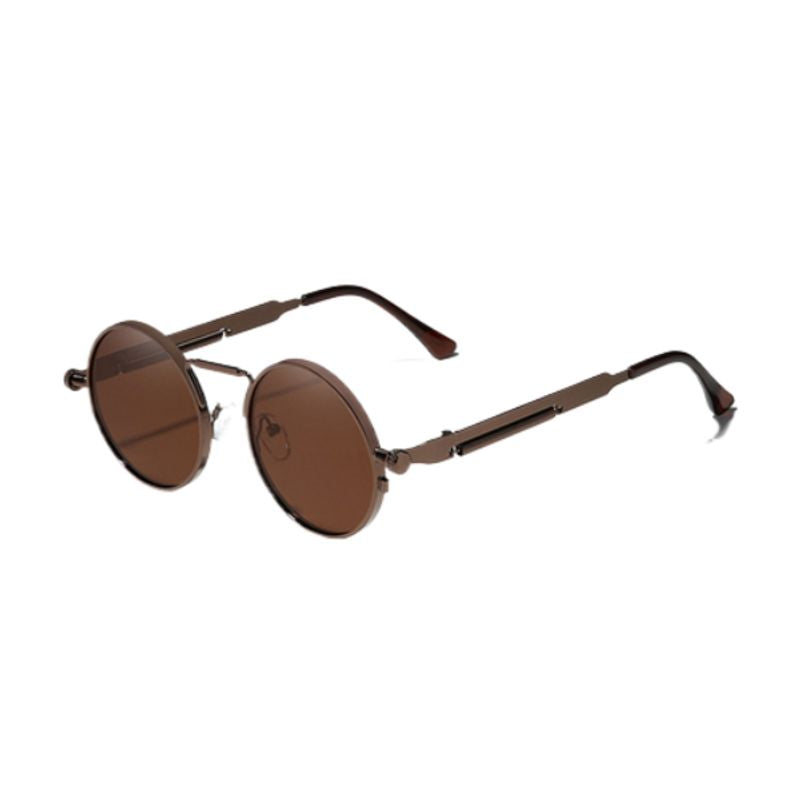 Lunettes de soleil rondes steampunk victorien de style gothique en métal - coloris marron