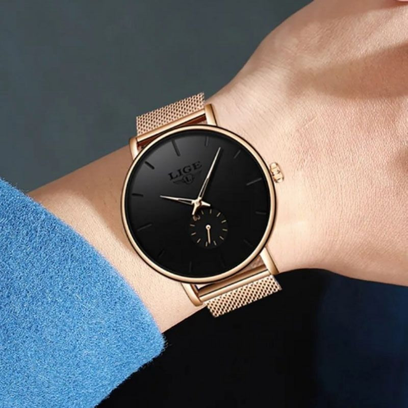 Montre Top Casual Bracelet Maille Milanaise Acier Inoxydable