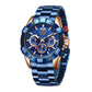 Montre Top Chronographe en acier inoxydable - marque Lige - montre fashion pour homme - coloris bleu et or rose