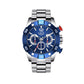 Montre Top Chronographe en acier inoxydable - marque Lige - montre fashion pour homme - coloris bleu et argent