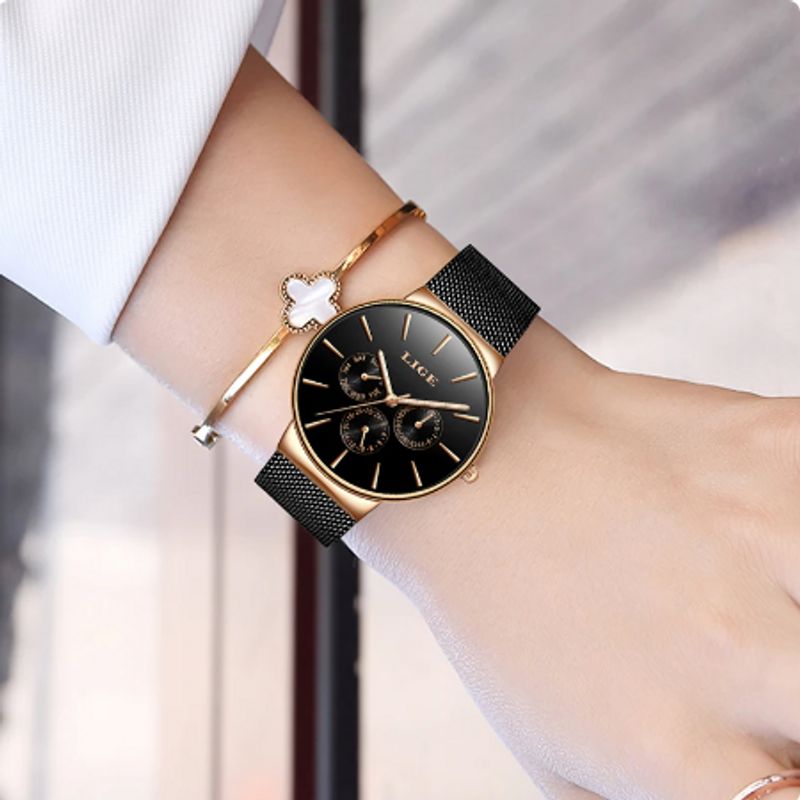 Montre Femme Bracelet Acier Noir Top Class Watch Milanese Mesh