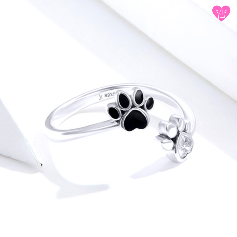 Sterling Silver Dog Heart Paw Print Ring, Silver Ring, Animal Ring, Pe –  Indigo & Jade