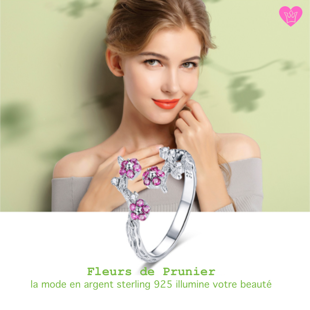 Silver Plum Blossom Ring for Women