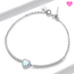925 Silver Forçat Chain Opal Heart Bracelet