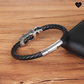 Black Leather Bracelet with Steel Dragon Head