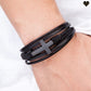 Bracelet à lanières de cuir pour homme chrétien avec croix latine en acier inoxydable - hypoallergénique