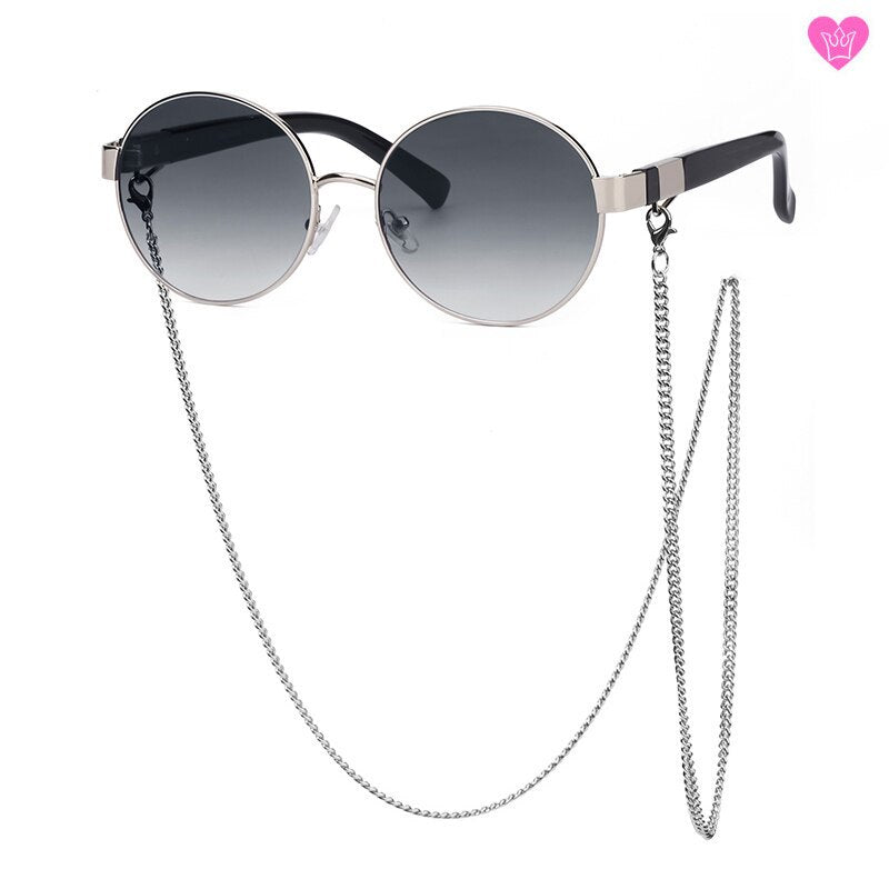 Round Sunglasses with Chain