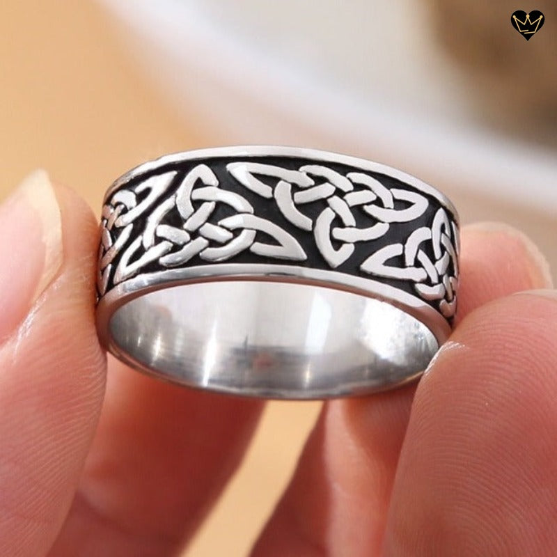 Bague anneau celtique pour homme en acier inoxydable - motif noeud viking