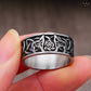 Bague anneau viking pour homme en acier inoxydable - motif noeud et loup celtique