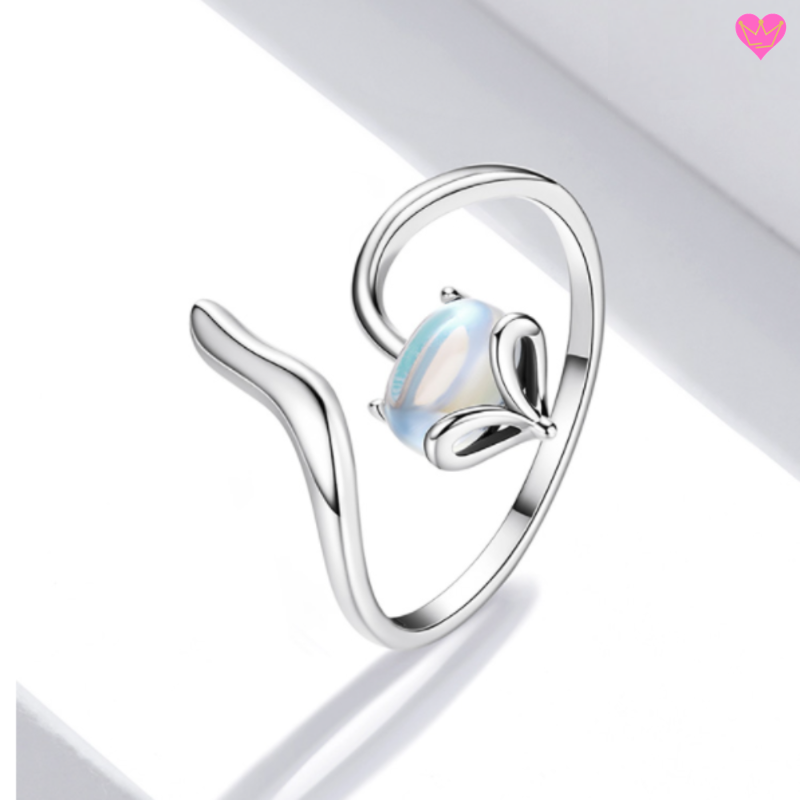 Bague Renard Pierre de Lune en Argent 925 pour Femme