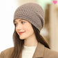 Bonnet Aspen avec bordure de perles décoratives - tricoté en laine Angora de lapin et acrylique - coloris marron