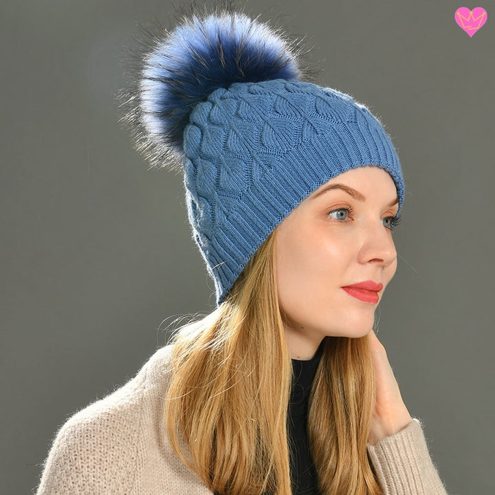 Bonnet à Pompon En Laine, Très Chaud Et Doux, Rouge