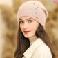 Bonnet constellation en laine de lapin angora et acrylique de qualité pour femme - coloris rose clair