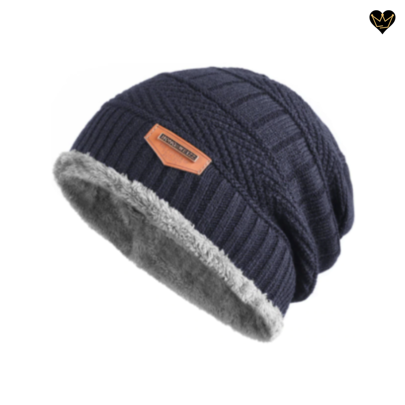 Bonnet Irpin en laine acrylique et coton pour homme avec doublure en peluche - coloris bleu marine