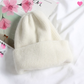 Bonnet pour femme en laine poil de lapin Angora et acrylique de qualité avec doublure douce et chaude - coloris blanc