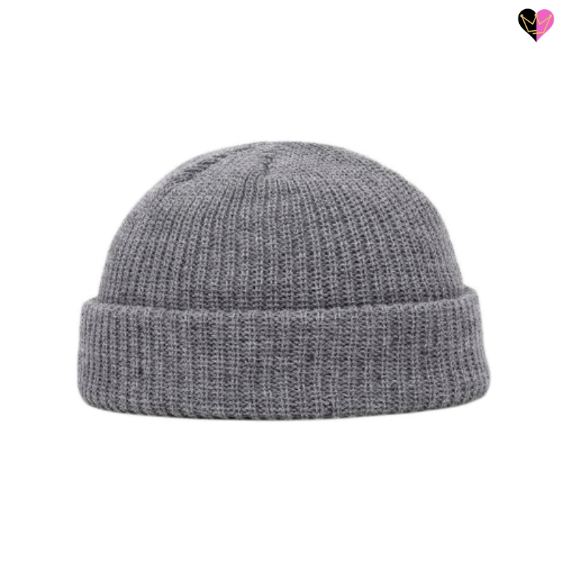 Bonnet marin pêcheur court pour homme et femme en laine acrylique et coton - coloris uni gris