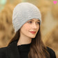 Bonnet pour femme Telluride tricoté en laine Angora de lapin et acrylique avec fil métallisé - coloris gris clair